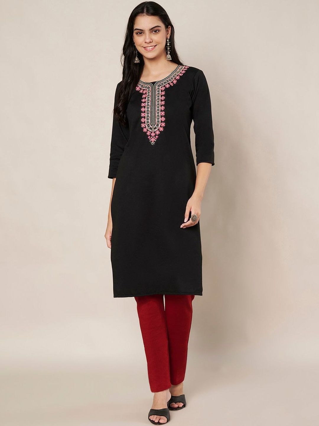 Trend Level Women Embroidered Woollen Kurta-picture-22
