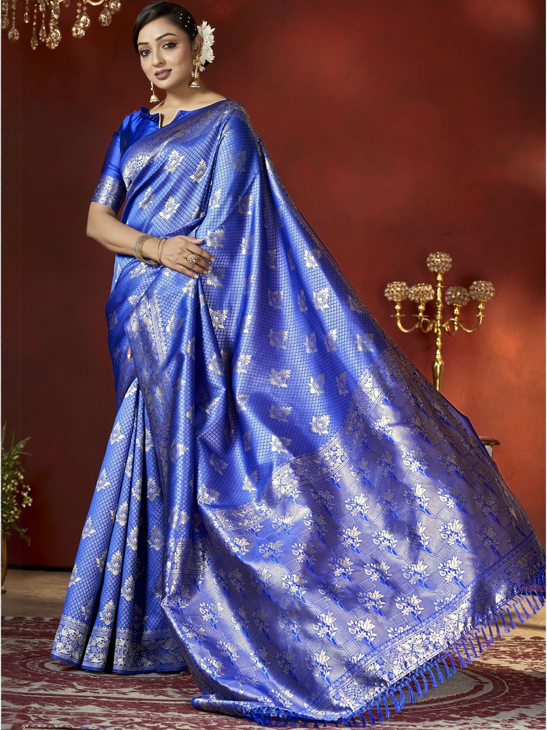DIVASTRI Woven Design Zari Silk Heavy Work Banarasi Saree-picture-14