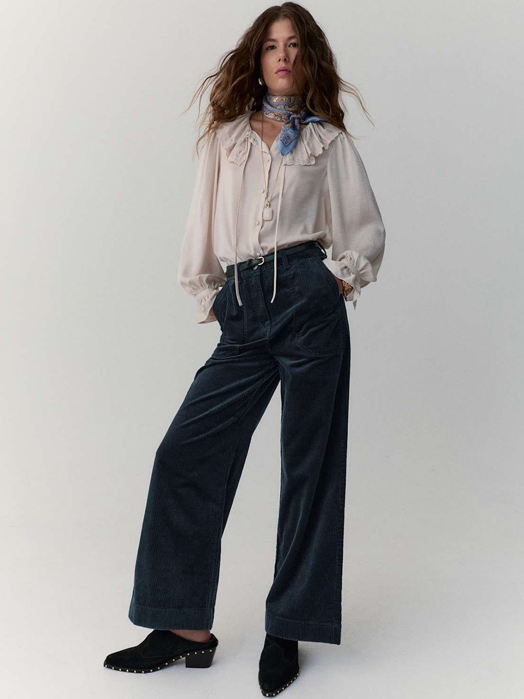 Marks & Spencer Women Wide Leg Mid-Rise Parallel Trousers-picture-28