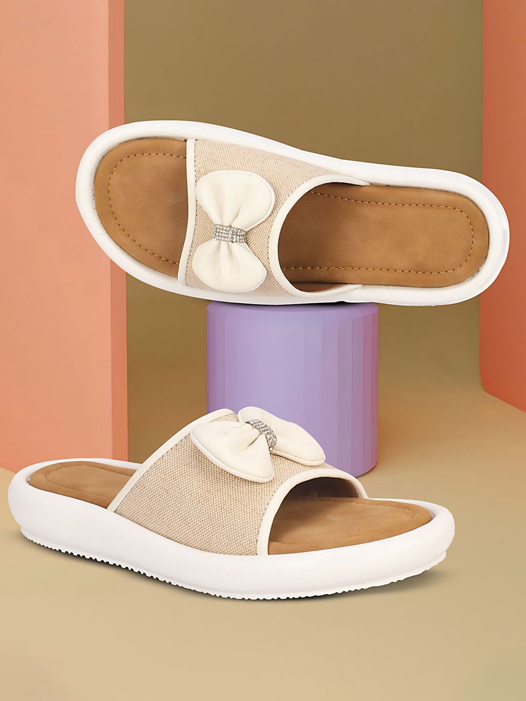 Ishransh Women Bow Embellished Casual Slip-On Open-Toe Flats-picture-13