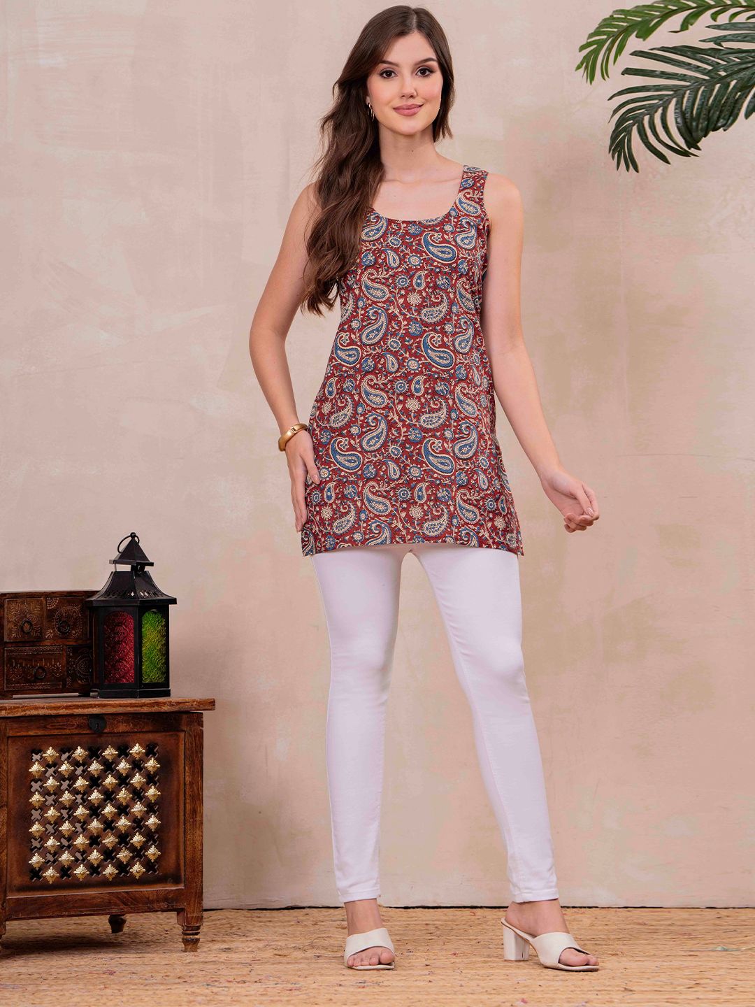 Mizaz Ethnic Motifs Printed Square Neck Pure Cotton Kurti-picture-15
