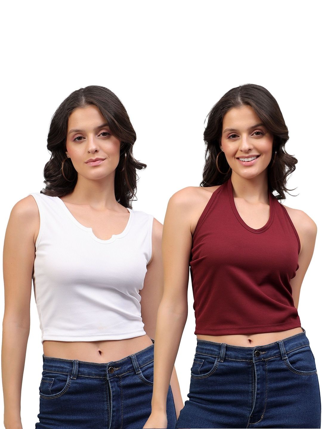 DIAZ Pack Of 2 Ribbed Cotton Tank Crop Top-picture-32