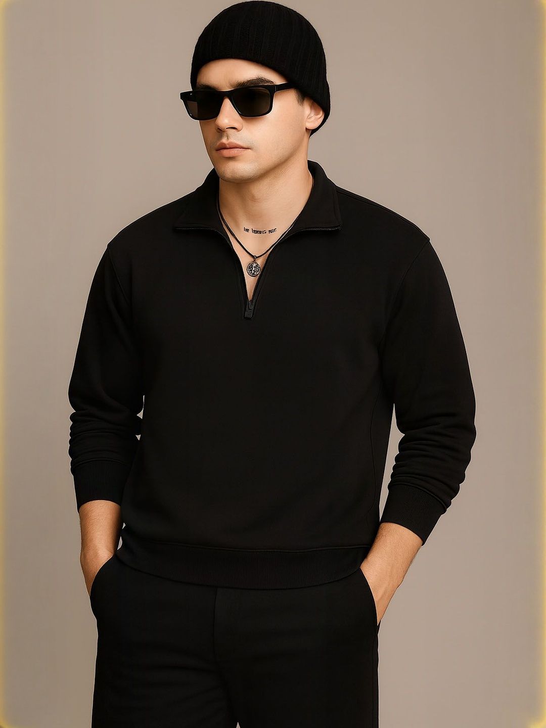 SZN Men Solid Full Sleeve Half-Zip Sweatshirt-picture-19