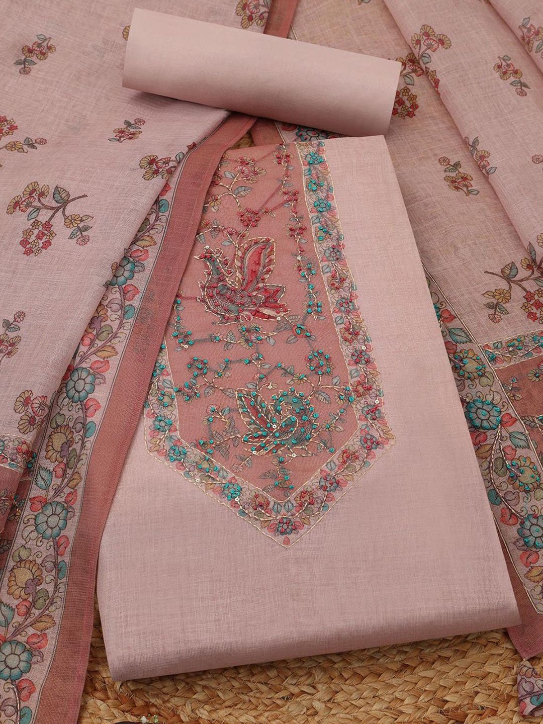 Soch Ethnic Motifs Printed Linen Unstitched Dress Material-image-17