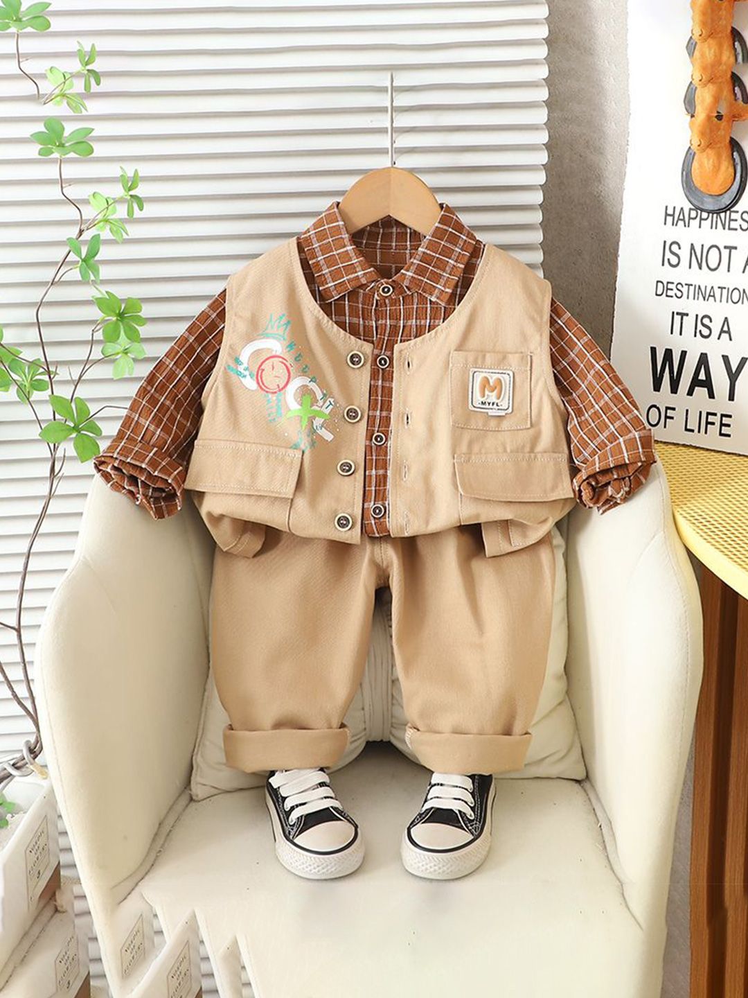 StyleCast x Revolte Boys Checked Long Sleeves Shirt With Trousers & Waistcoat-picture-39