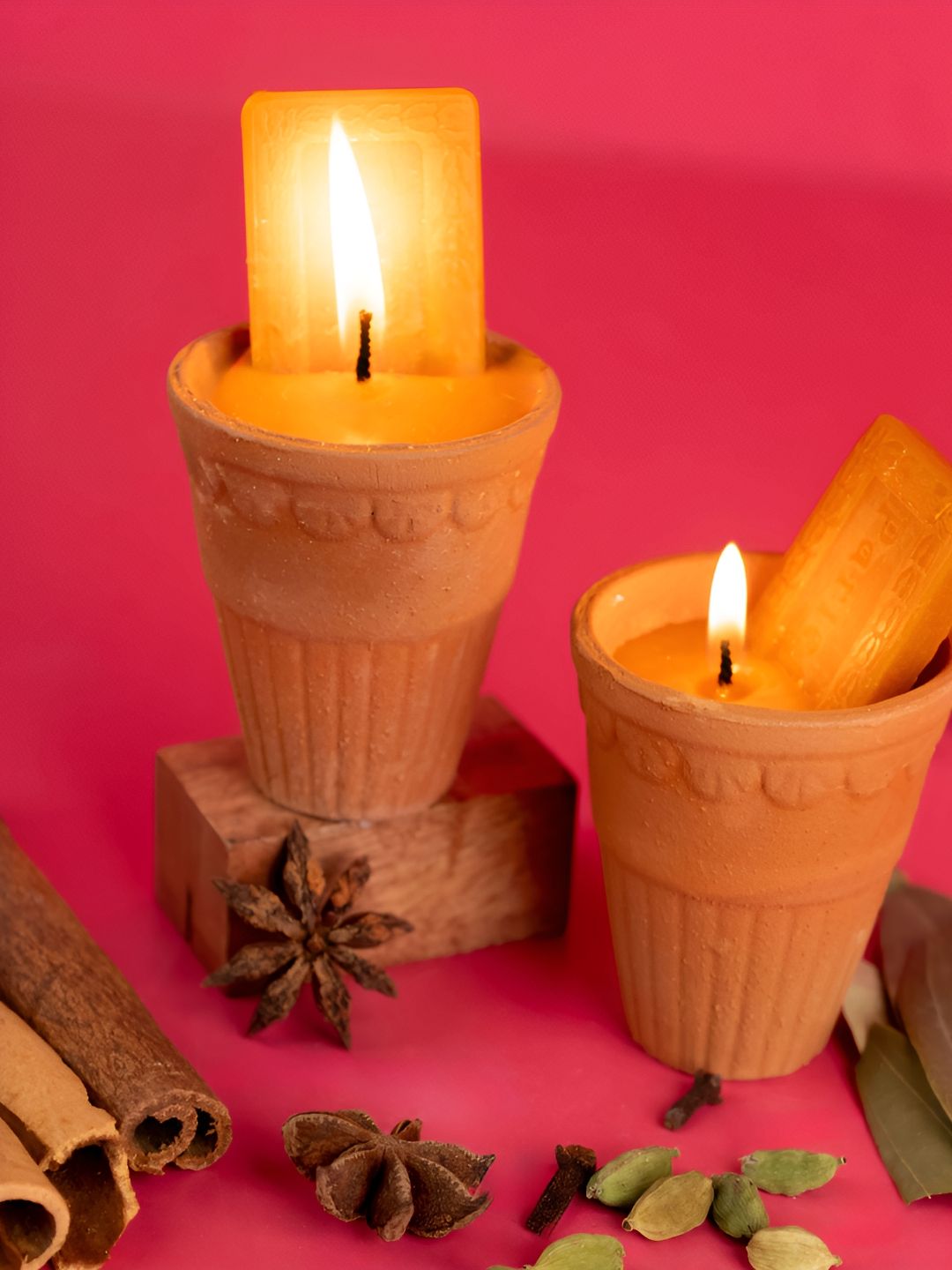 Soulflower Brown 2 Pieces Love Chai Ka Khulhad Jar Candles-image-34