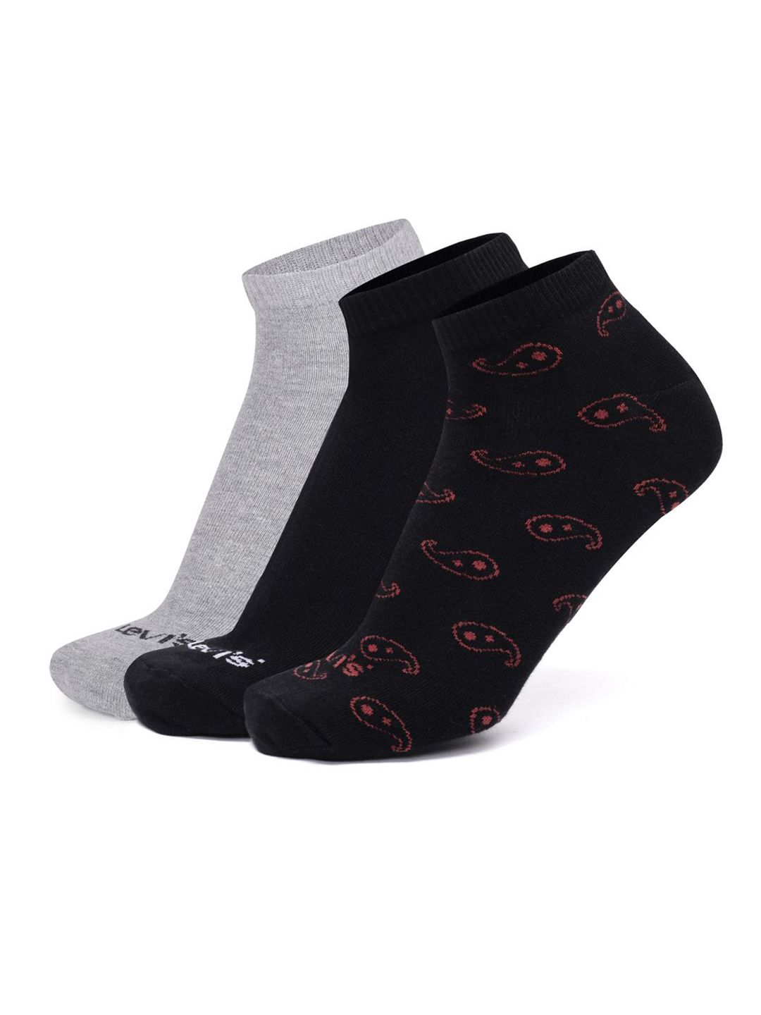 Levis Men Pack Of 3 Patterned Cotton Stretch Ankle Length Socks-picture-34