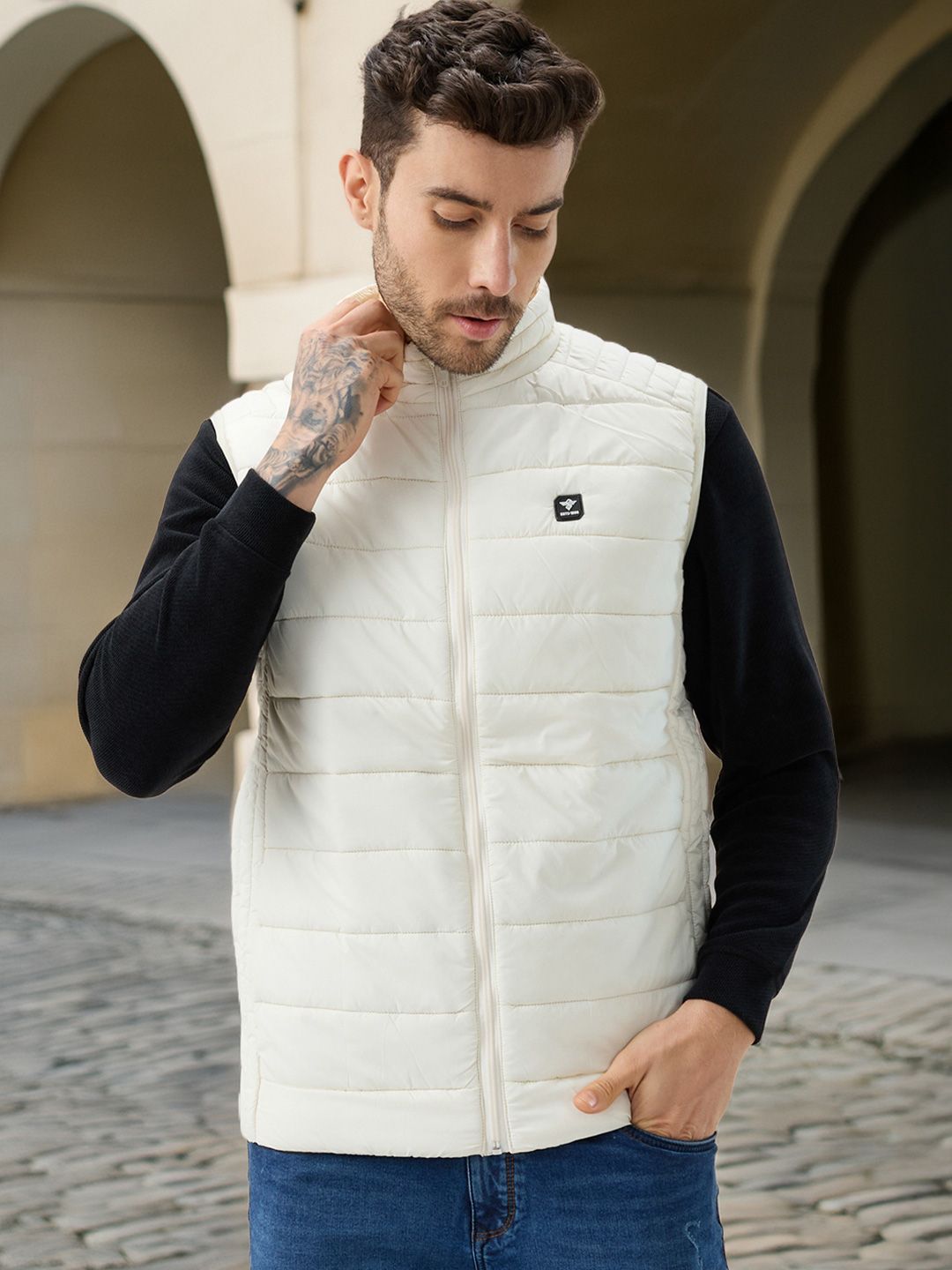Status Quo Men Stand Collar Solid Lightweight Gilet Jacket-picture-17