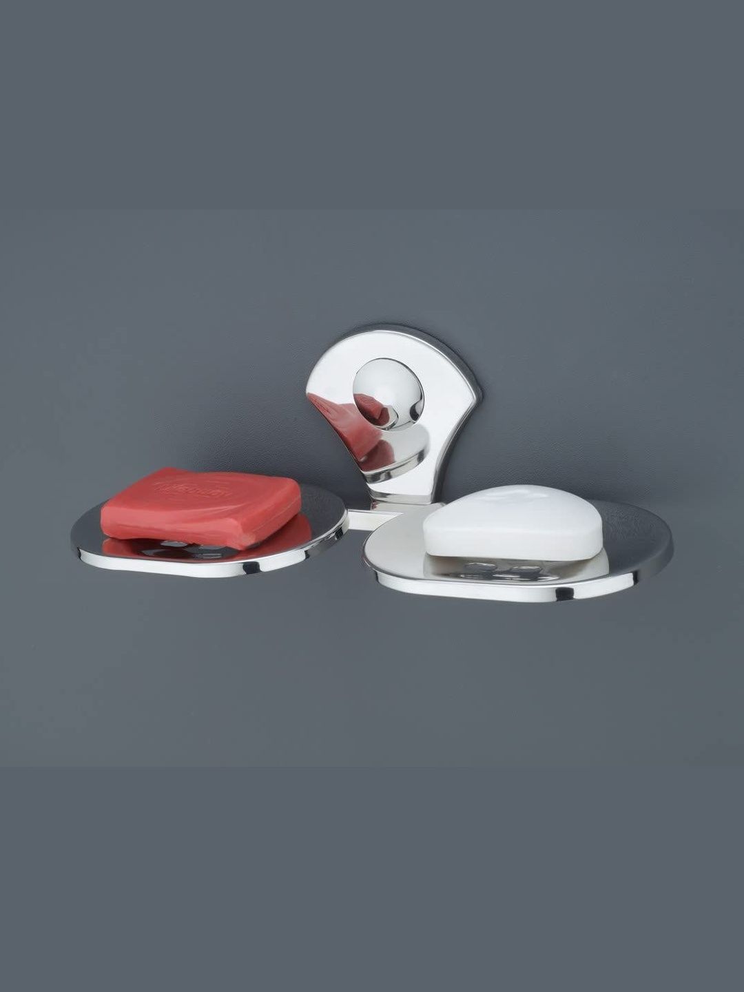 GLOXY Silver Stainless Steel Oval Double Glossy Soap Holder for Bathroom-picture-40