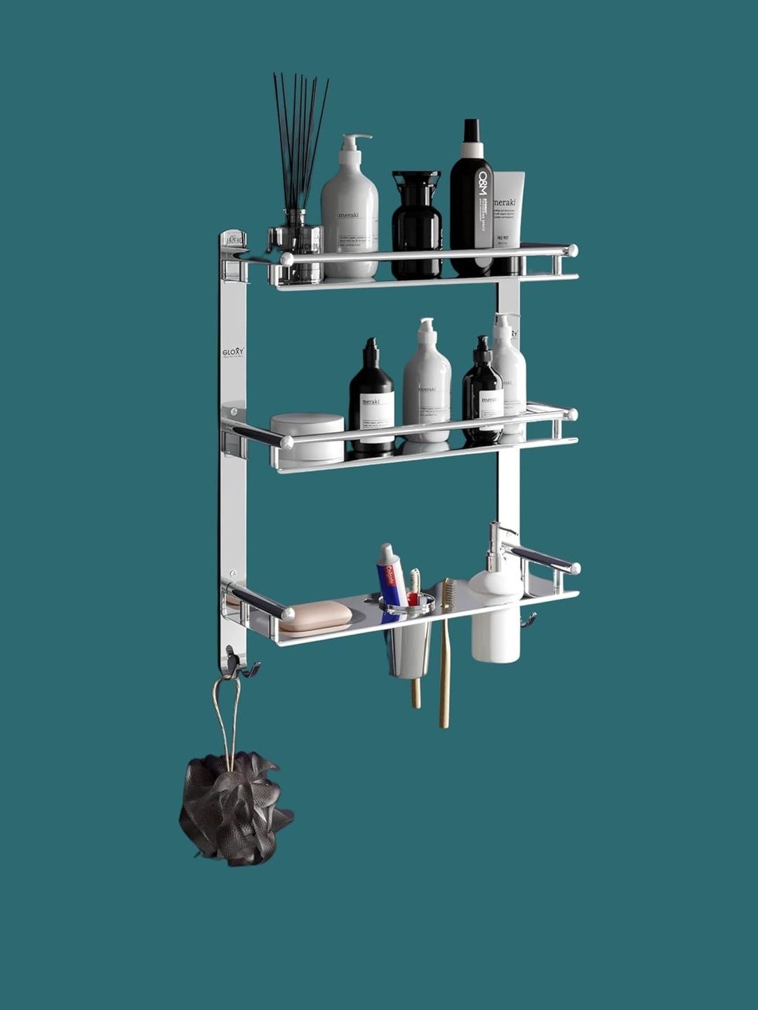 GLOXY Silver-Toned Solid Stainless Steel Bath Accessories Set-picture-41