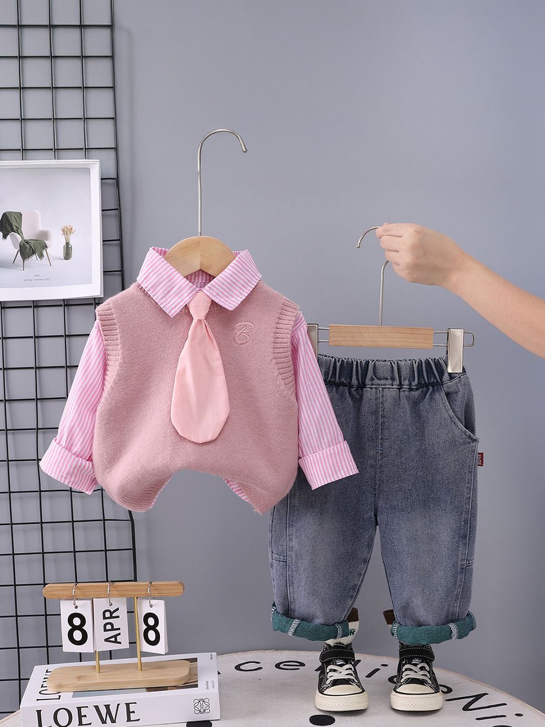 StyleCast x Revolte Boys Striped Shirt Collar Solid Clothing Set-picture-40