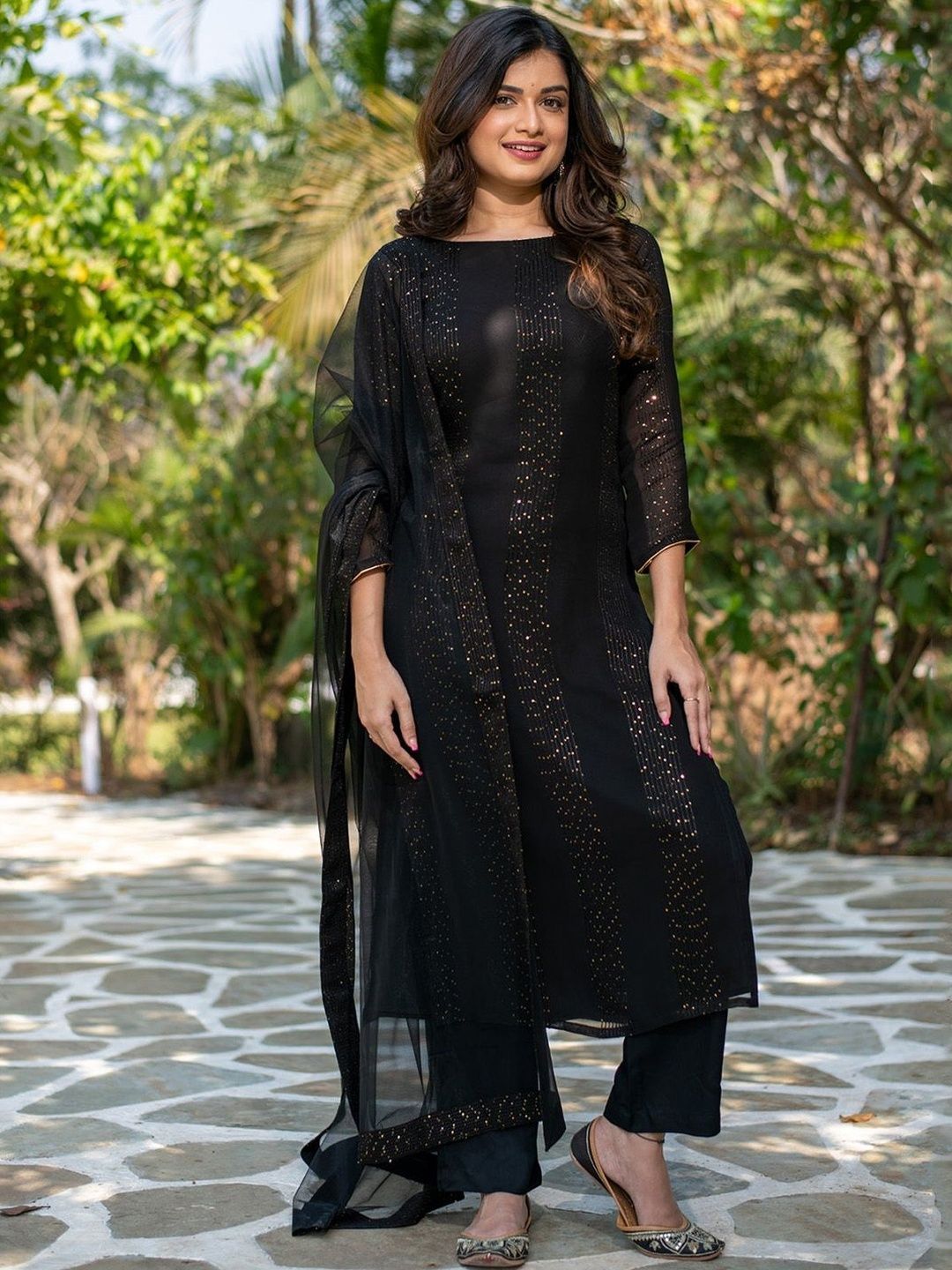 Lilots Women Ethnic Motifs Embroidered Sequinned Kurta with Trousers & Dupatta-picture-26