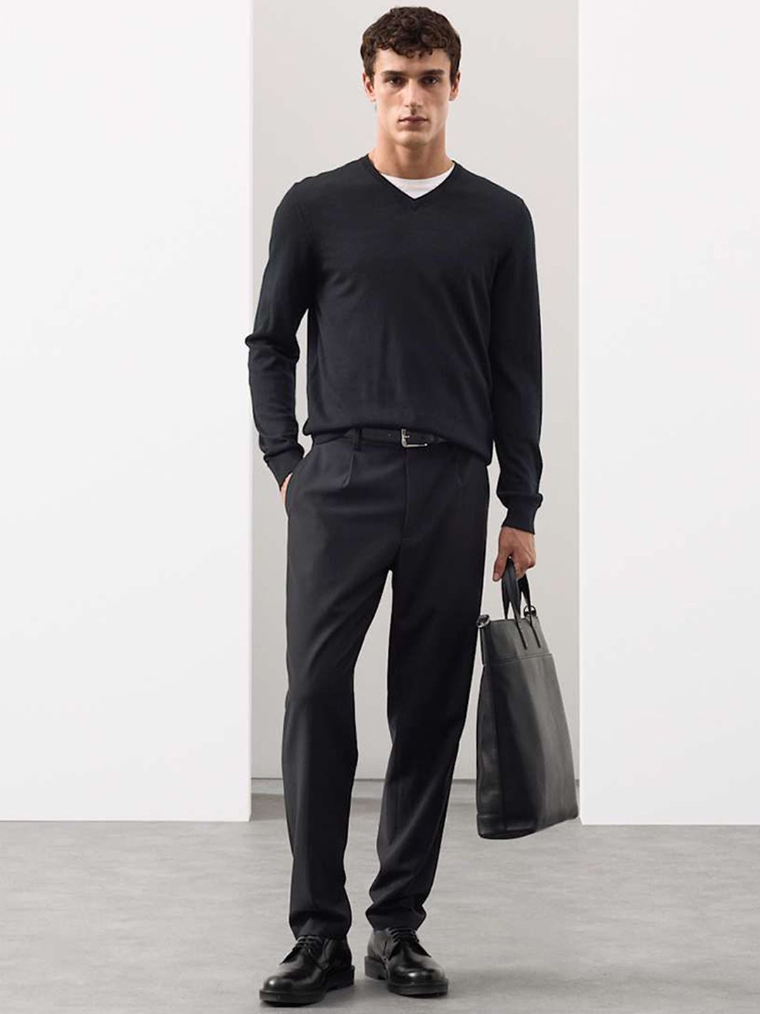 Marks & Spencer Men Tapered Fit Mid-Rise Formal Trousers-picture-18