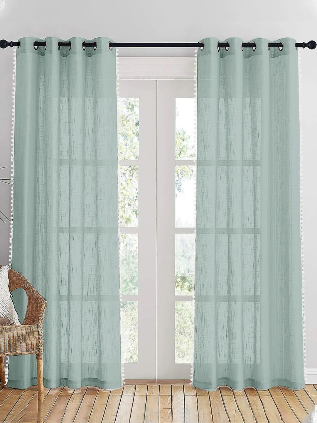 HOMEMONDE Grey 2 Pieces Sheer Window Curtains-picture-6