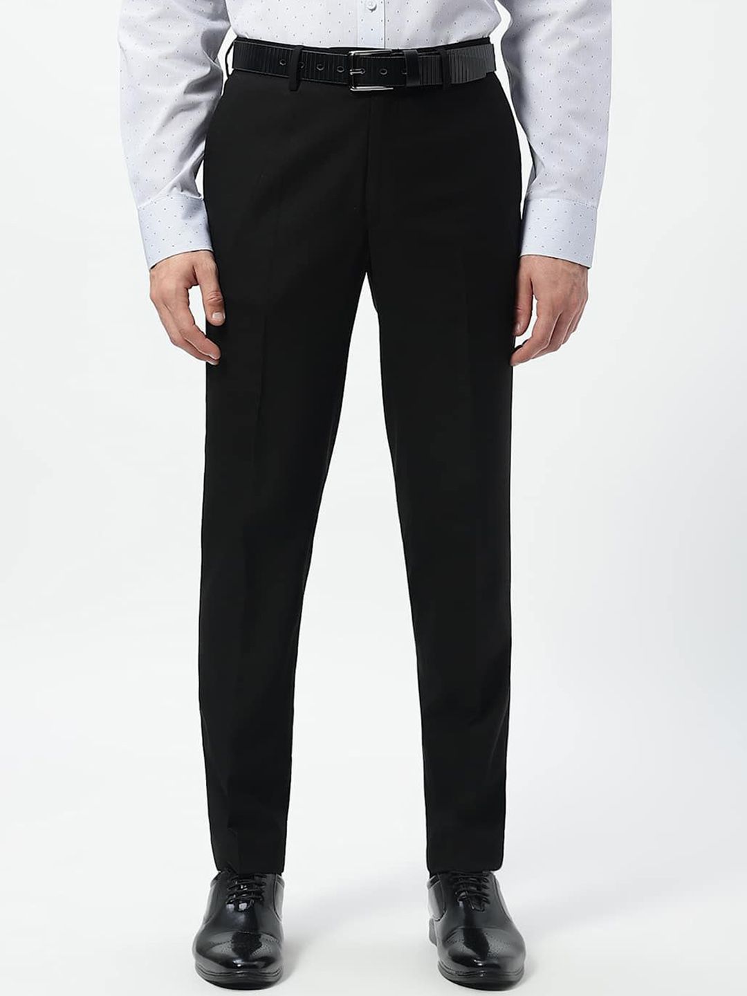 Marks & Spencer Men Solid Mid-Rise Regular Fit Formal Trousers-picture-15