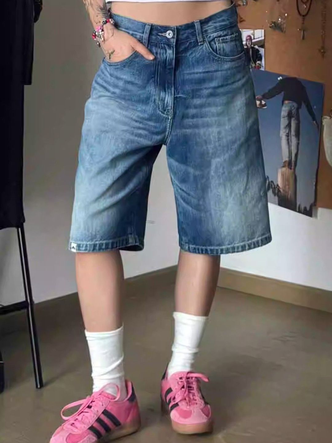 StyleCast Women Regular Fit Mid-Rise Cotton Denim Shorts-picture-11