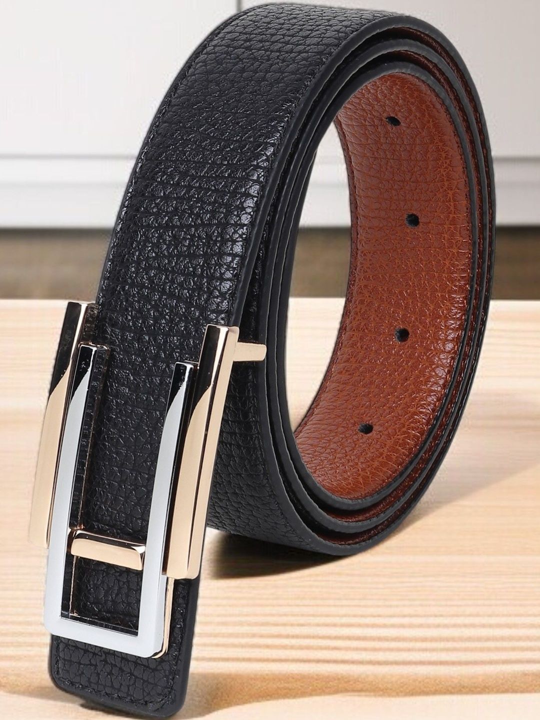Roadster The Lifestyle Co. Men Textured PU Reversible Formal Belt-picture-14