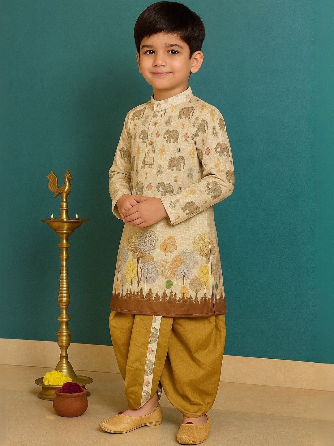 Cae Boys Ethnic Motifs Printed Kurta with Dhoti Pants-picture-33