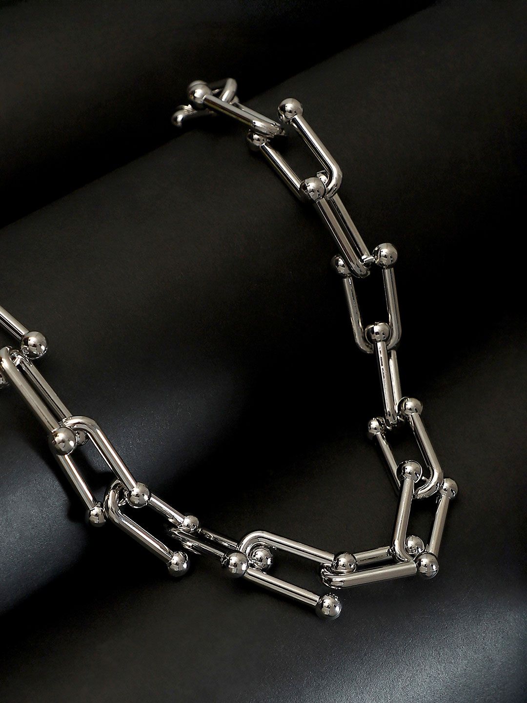 SOHI Silver-Plated Chunky Clip-Link Minimal Necklace Chain-image-37