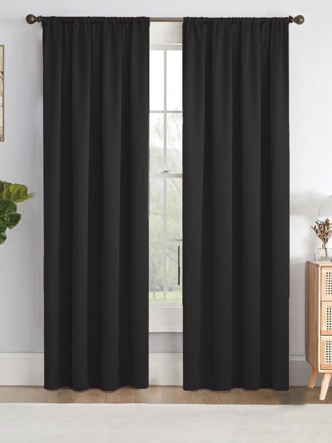 HOMEMONDE Black 2 Pieces Black Out Window Curtains-picture-27