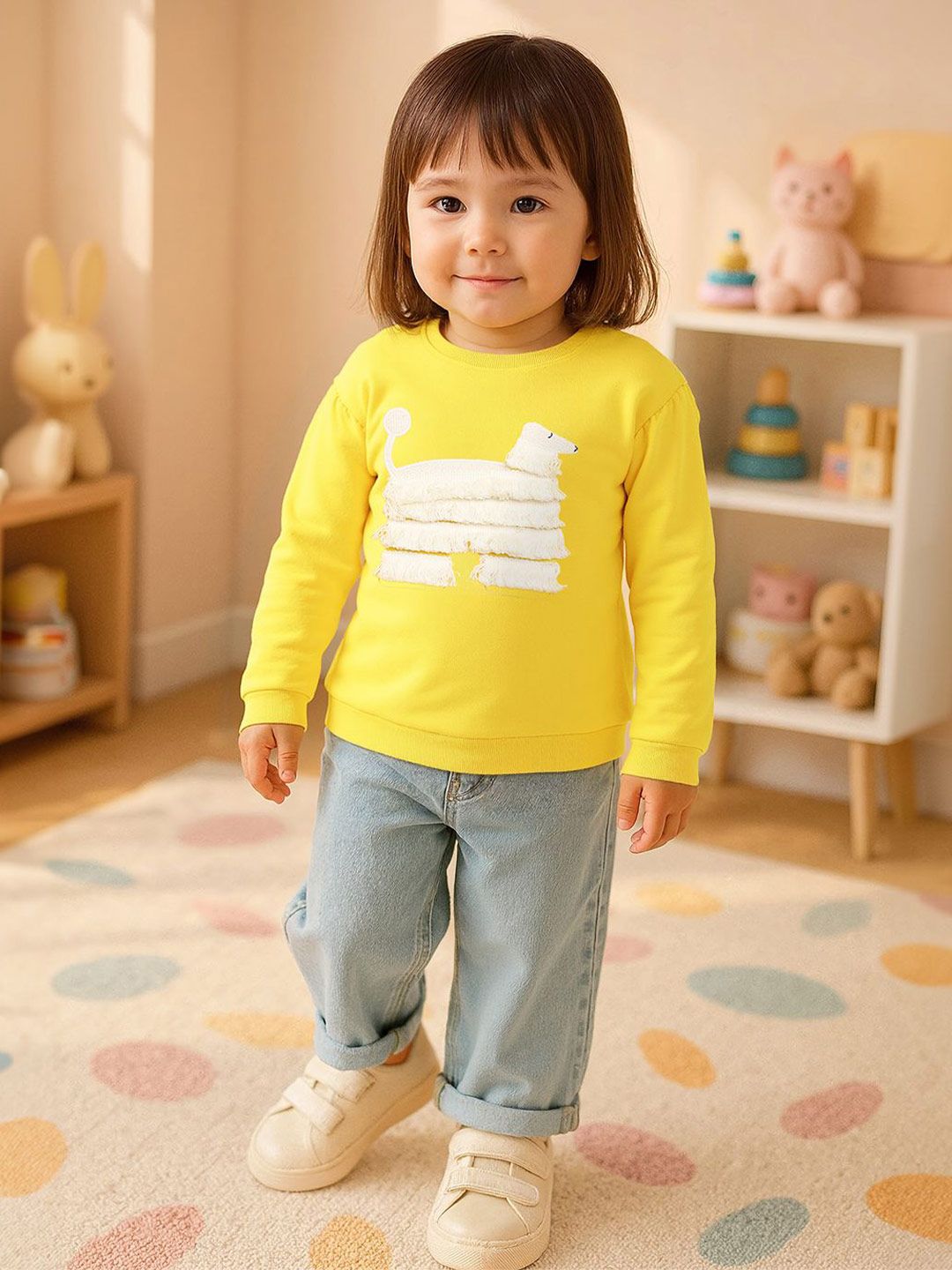 MINI KLUB Girls Round Neck Full Sleeves Applique Sweatshirt-picture-41