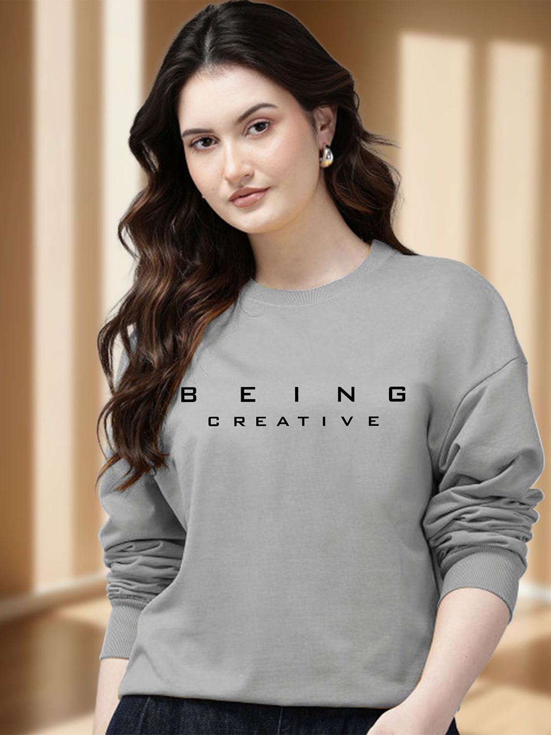 AUSK Women Typography Printed Round Neck Long Sleeves Sweatshirt-picture-24