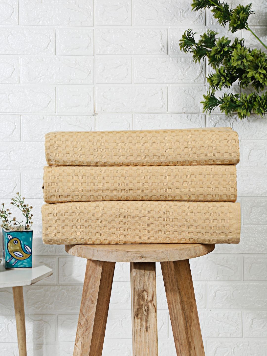 Eco Sense Beige 3 Pieces Cotton 200 GSM Bath Towels-picture-32