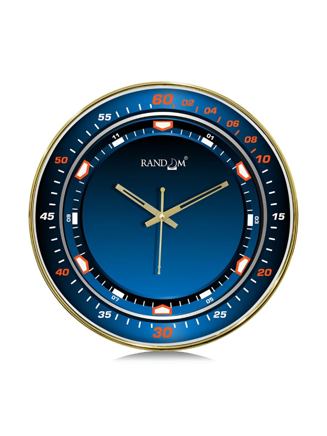 RANDOM Navy Blue & Orange Printed Round Contemporary Wall Clock-picture-34