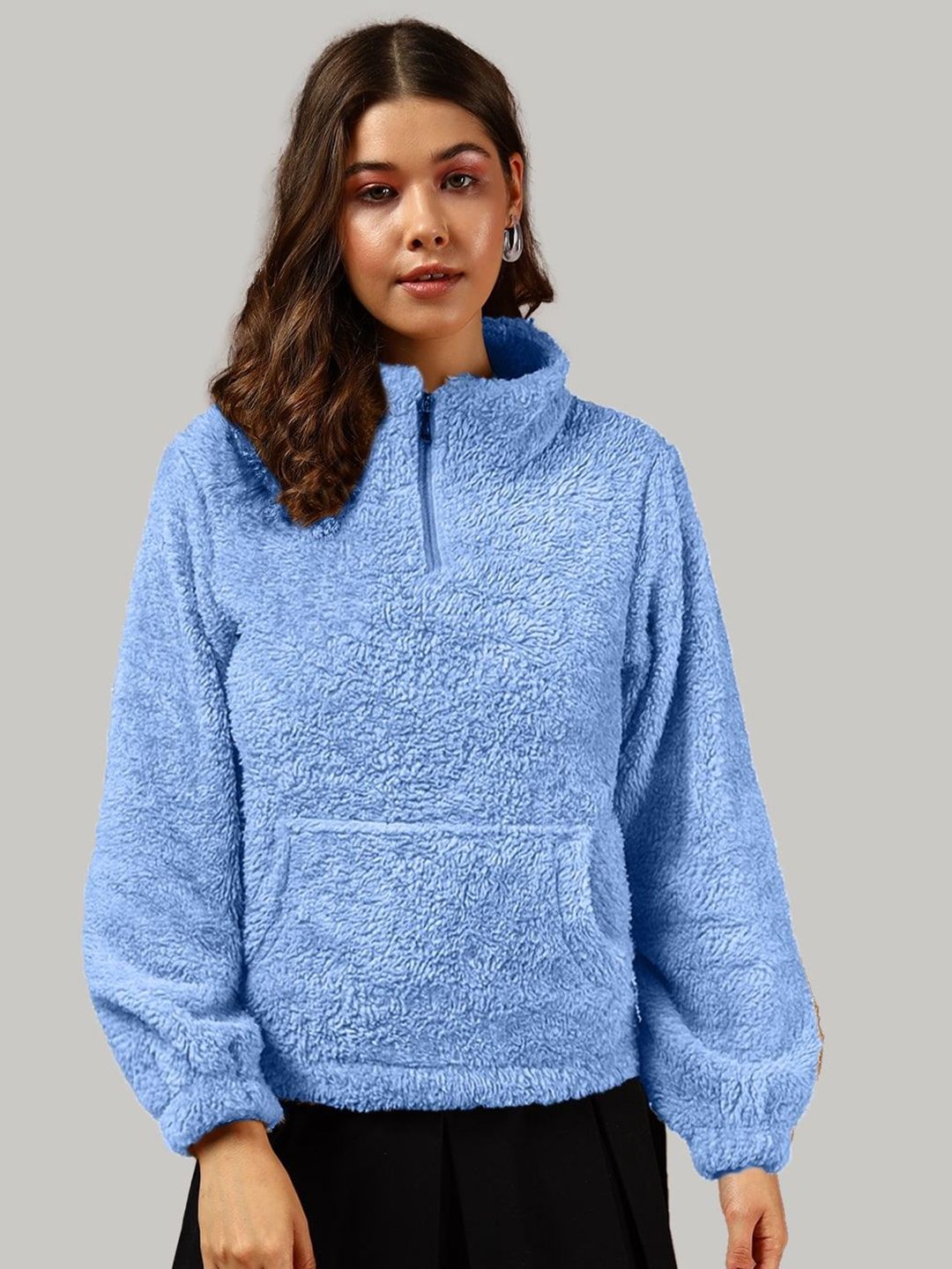 The Dry State Women Faux Fur Zip-Front Pullover Sweatshirt-picture-39