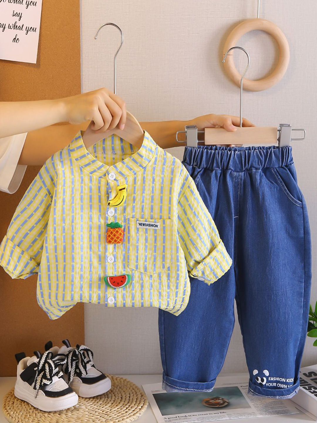 StyleCast x Revolte Boys Striped Band Collar Shirt With Trousers-picture-45