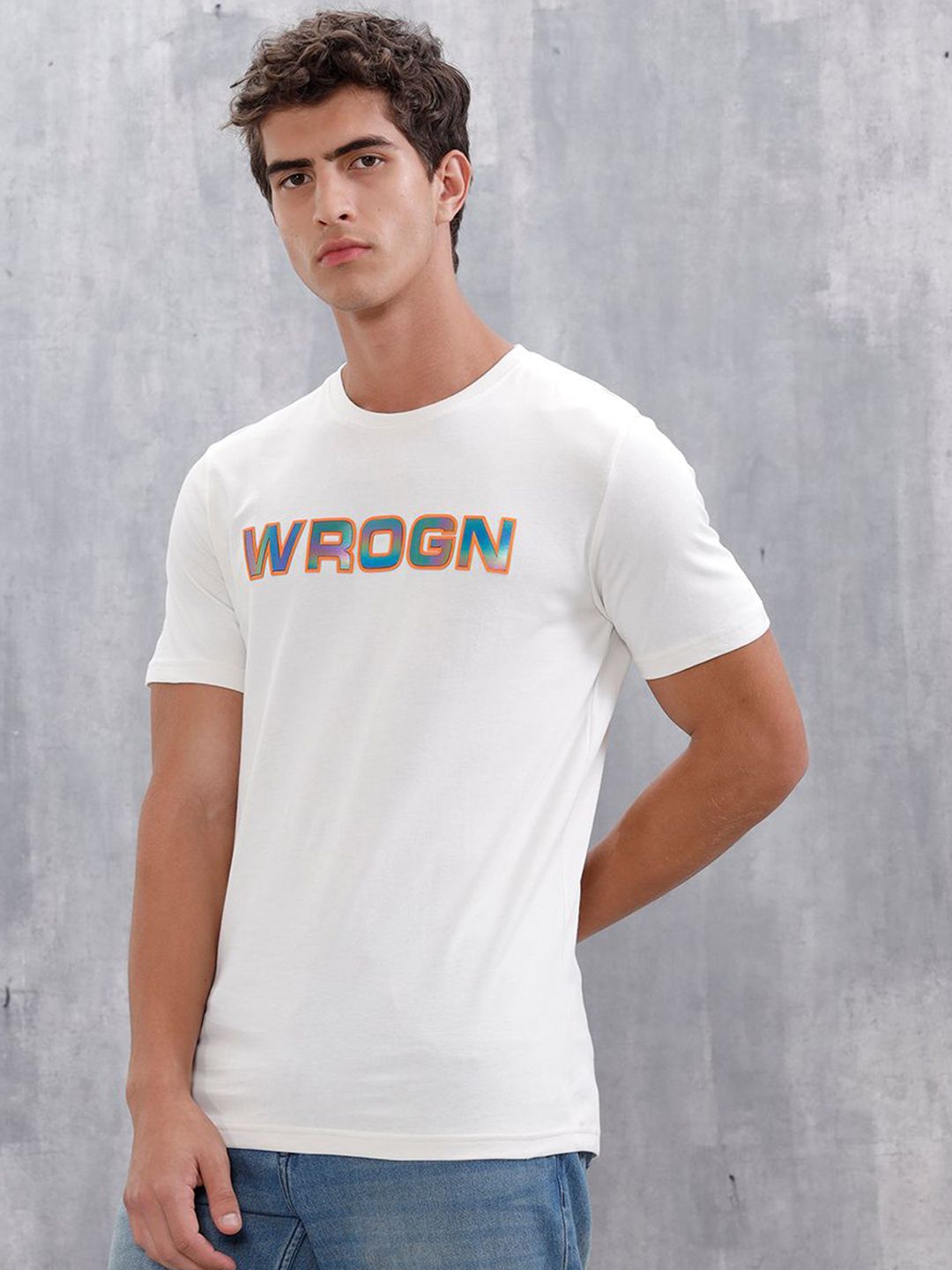 WROGN Men Typography Printed Round Neck Cotton Slim Fit T-shirt-picture-22