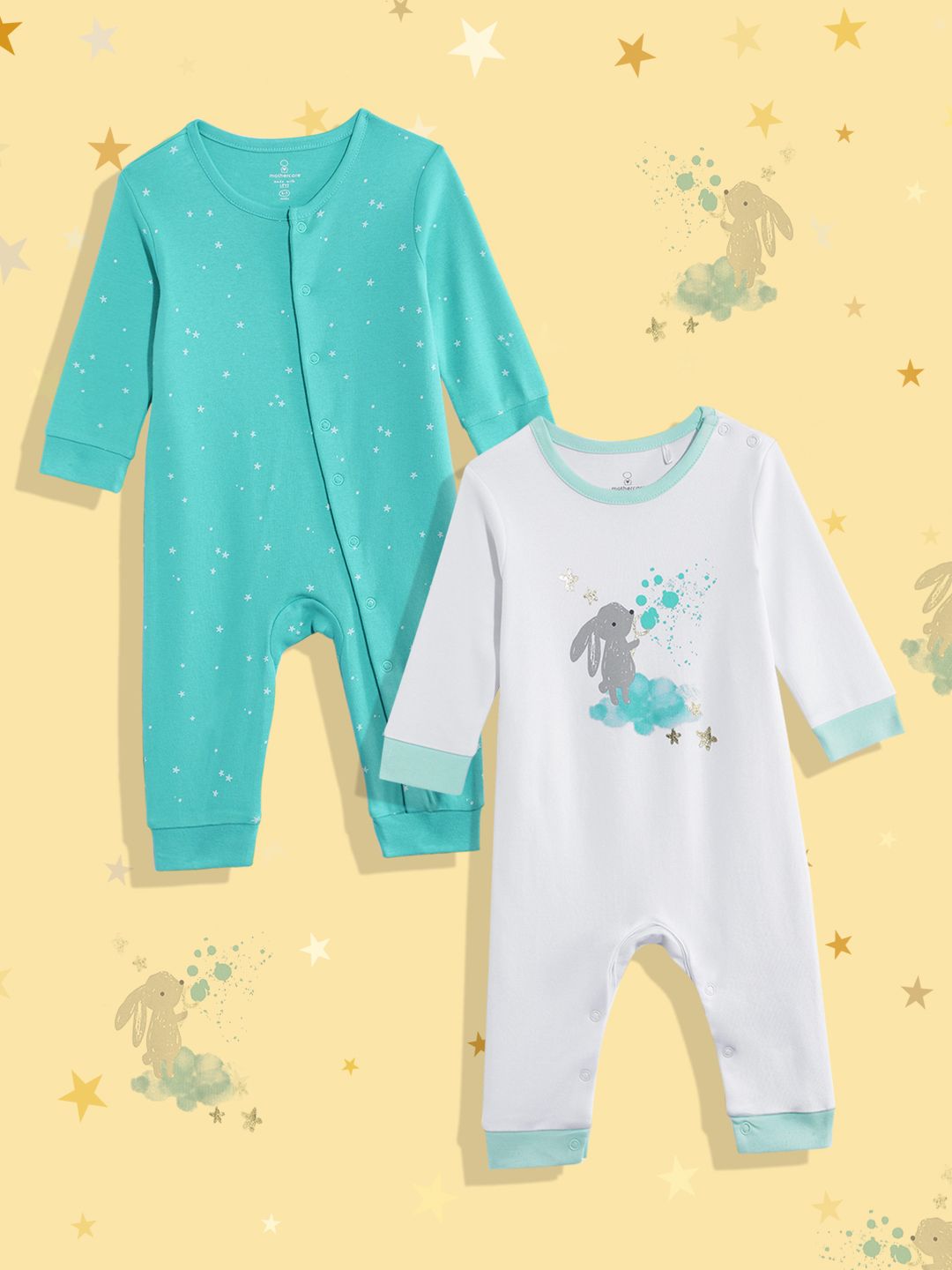 mothercare Infants Pack of 2 Printed Pure Cotton Rompers-picture-19