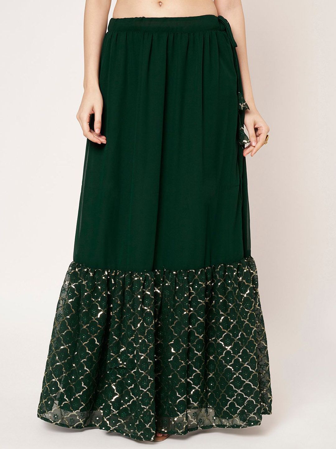 studio rasa Women Geometric Embellished Cotton Tiered Maxi Skirt-picture-36
