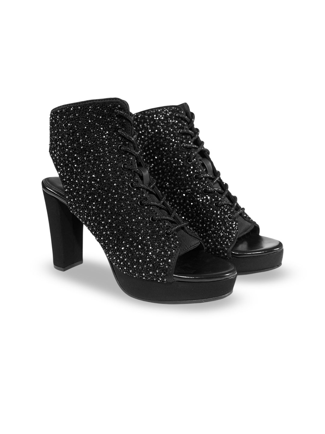Anaar Women Embellished Party High-Top Block Sandals-image-1