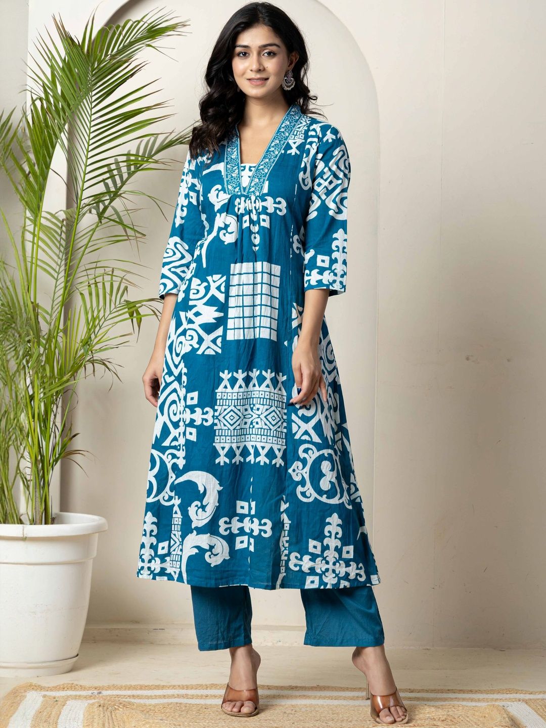R RANAK CREATION Abstract Printed Pure Cotton Kurta With Trousers & Dupatta-picture-28