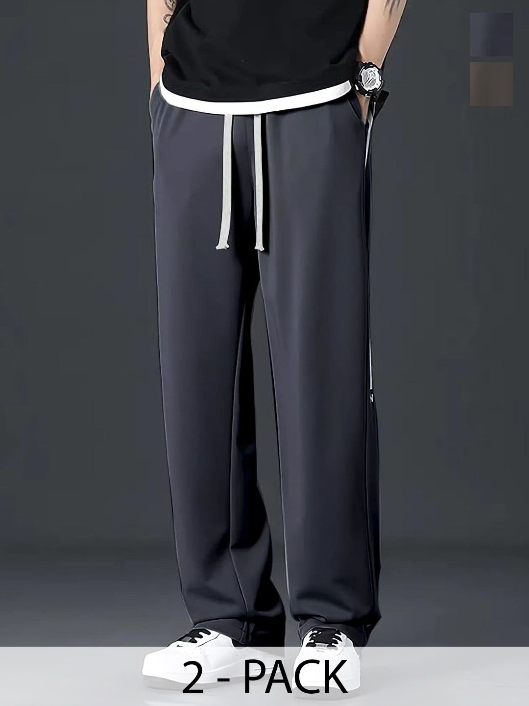 MACK JONNEY Men Pack Of 2 Mid-Rise Track Pants With Side Striped Detail-picture-13