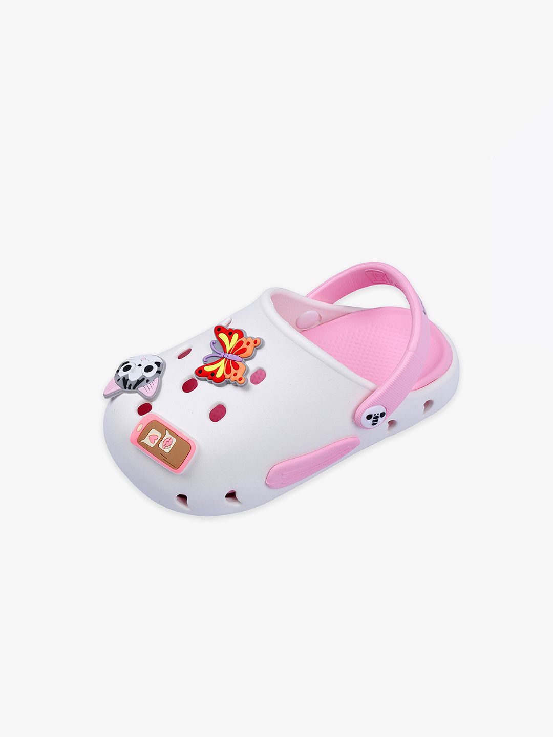 toothless Girls White & Pink Self Design Clogs-picture-32