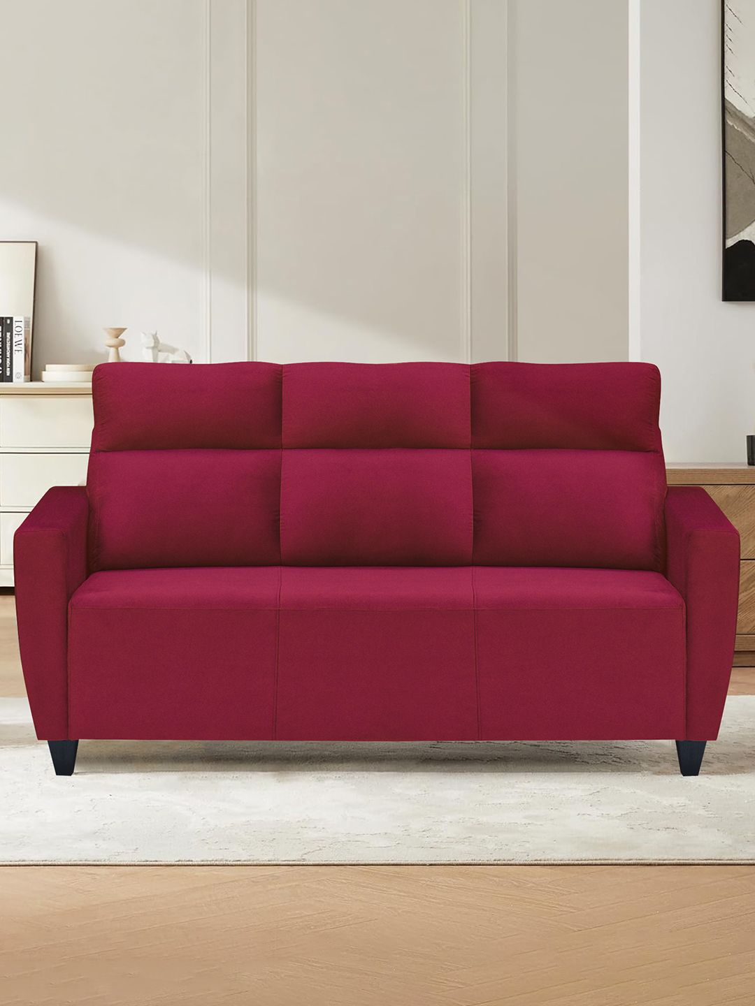 ARRA Maroon Velvet 3 Seater Sofa