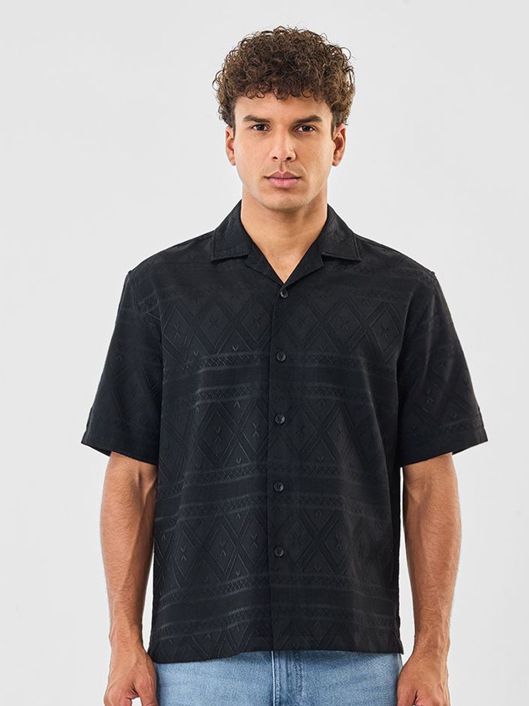 Snitch Men Textured Boxy Shirts-picture-41