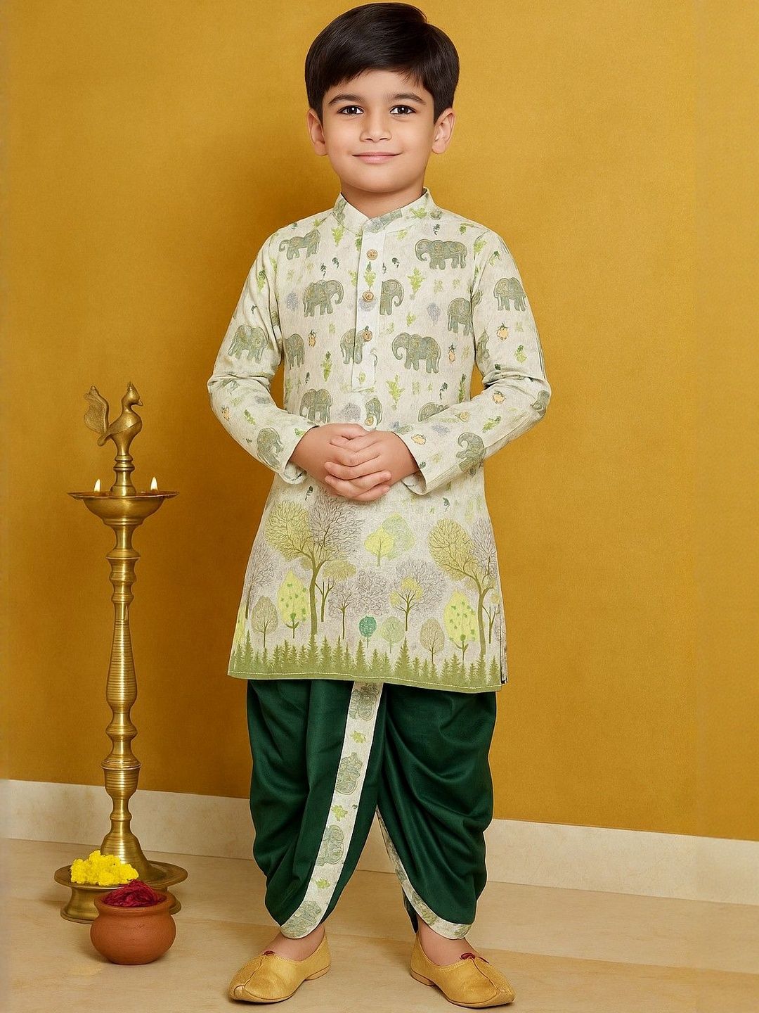 BAESD Boys Ethnic Motifs Printed Kurta with Dhoti Pants-image-43