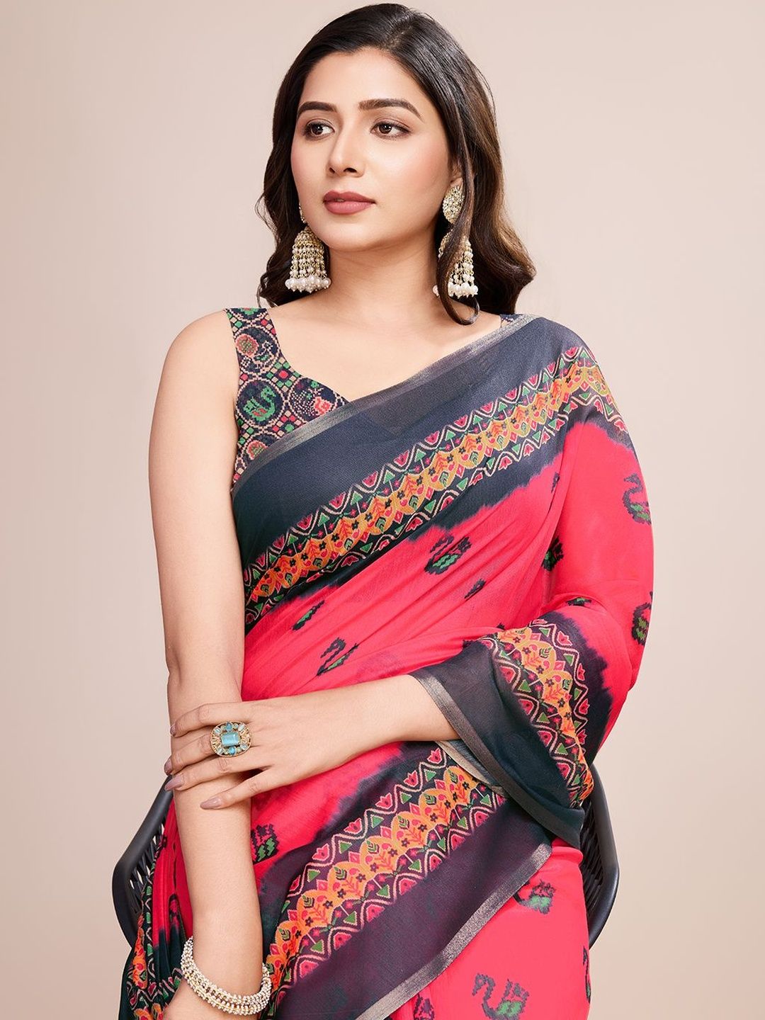 NIWAA Ethnic Motifs Zari Pure Linen Saree-picture-27