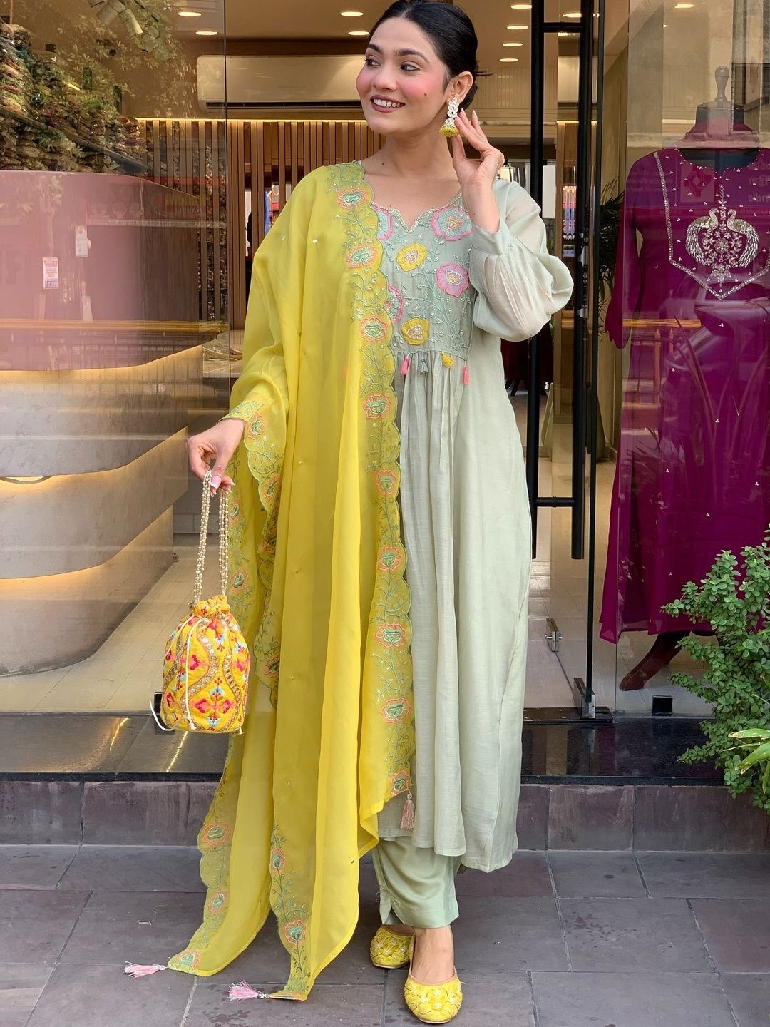 CaniBani Women Ethnic Motifs Embroidered Regular Kurta with Trousers & With Dupatta-picture-26