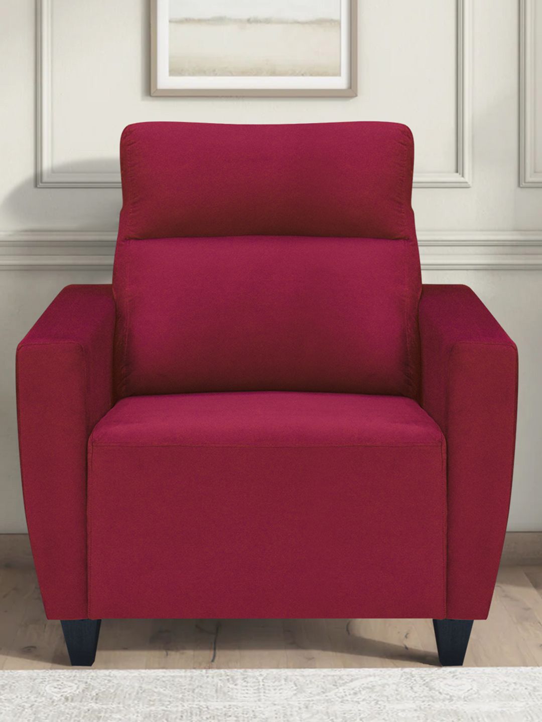 ARRA Raya Maroon Fabric 1-Seater Sofa-picture-23