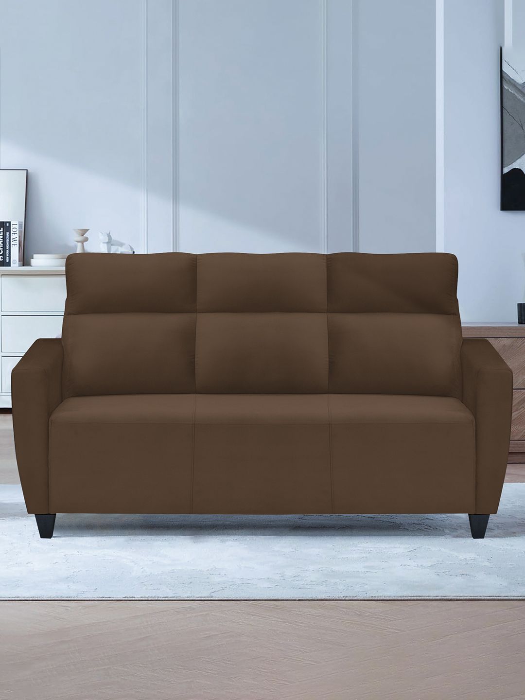 ARRA Brown Velvet 3 Seater Sofa