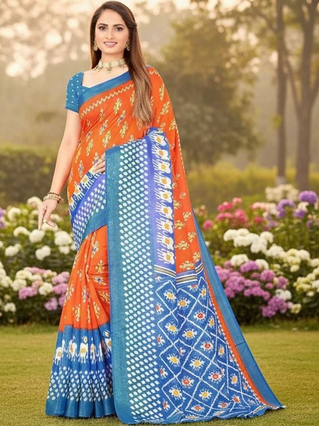 Moda Rapido Ethnic Motifs Printed Saree With Blouse Piece-picture-32