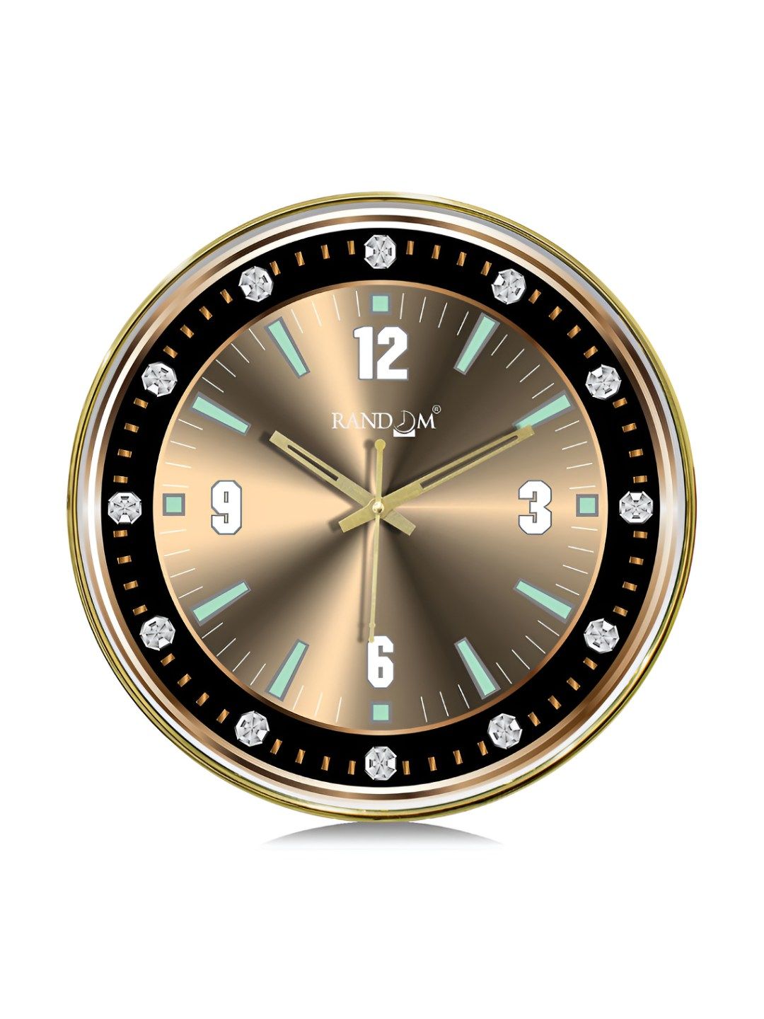 RANDOM Gold-Toned & Black Printed Round Contemporary Wall Clock-image-17