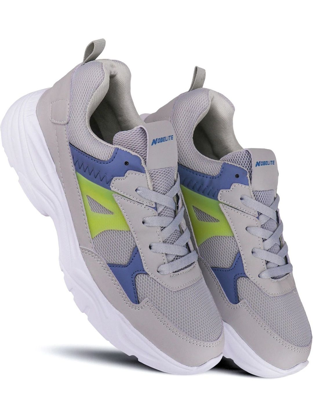 NOBELITE Men Grey & Blue Printed Round Toe Lace Up Synthetic Sneakers-picture-11