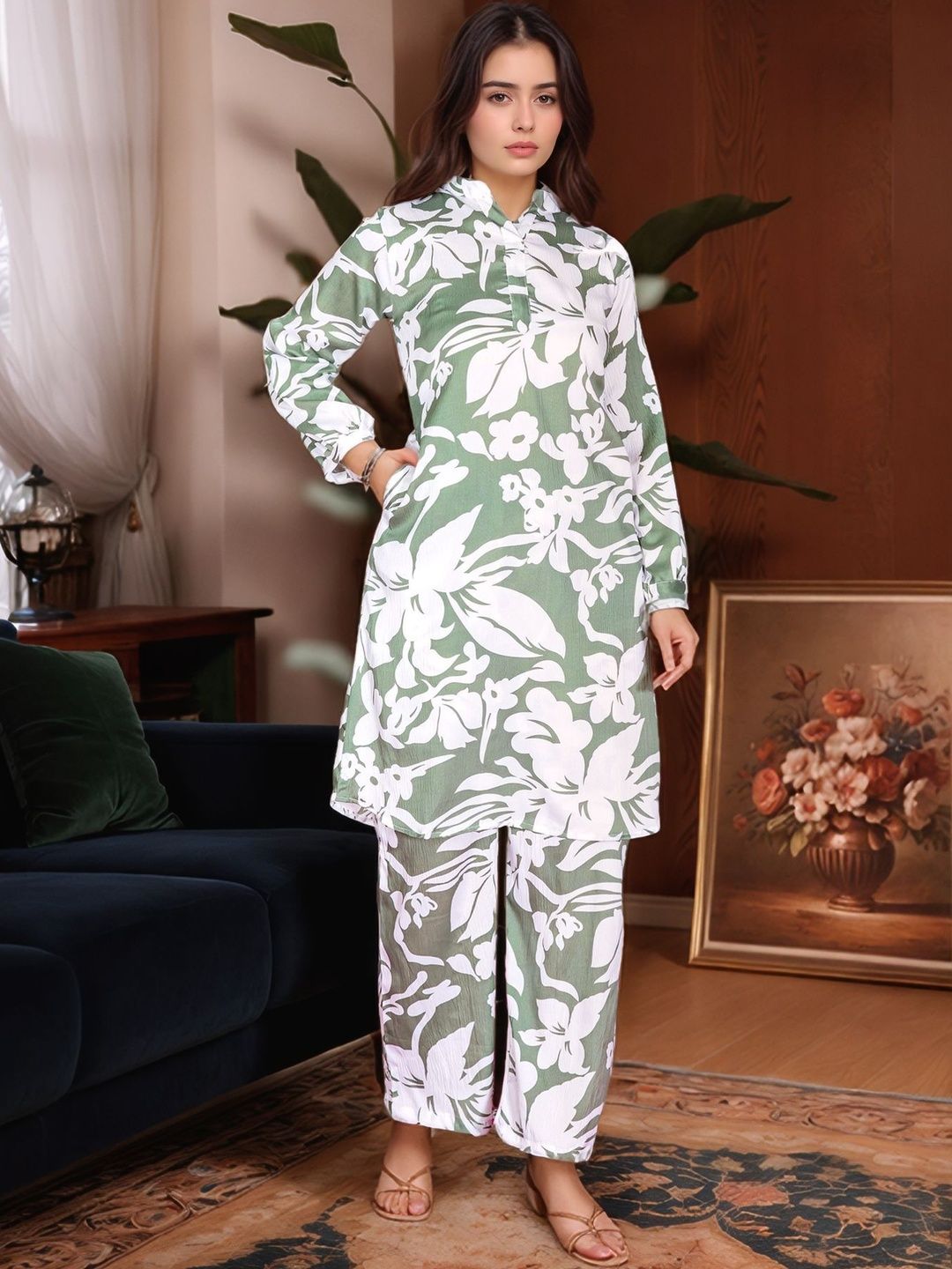 Anouk Women Floral Printed Kurta with Trousers-picture-33