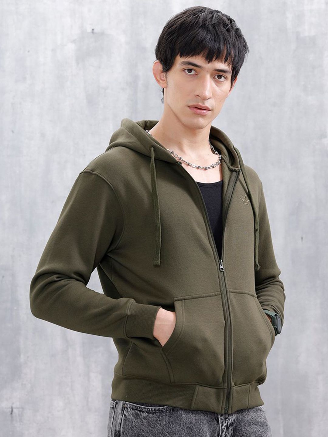 WROGN Men Solid Hooded Sweatshirt-picture-11