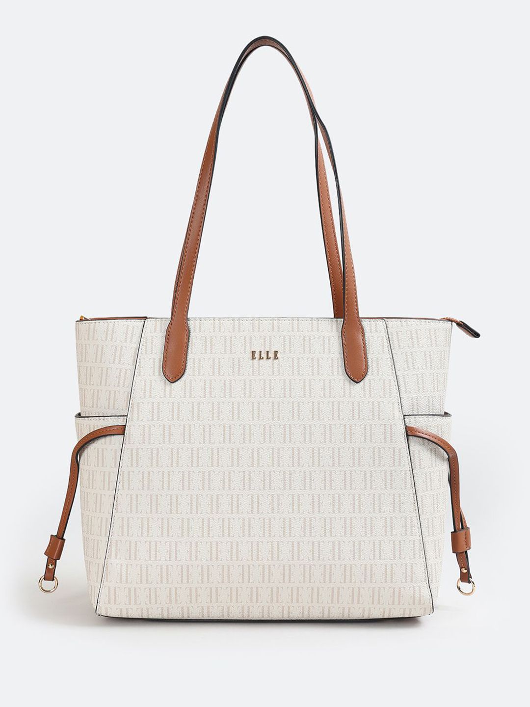 ELLE Striped Shopper Shoulder Bag With Zip Detail-picture-35